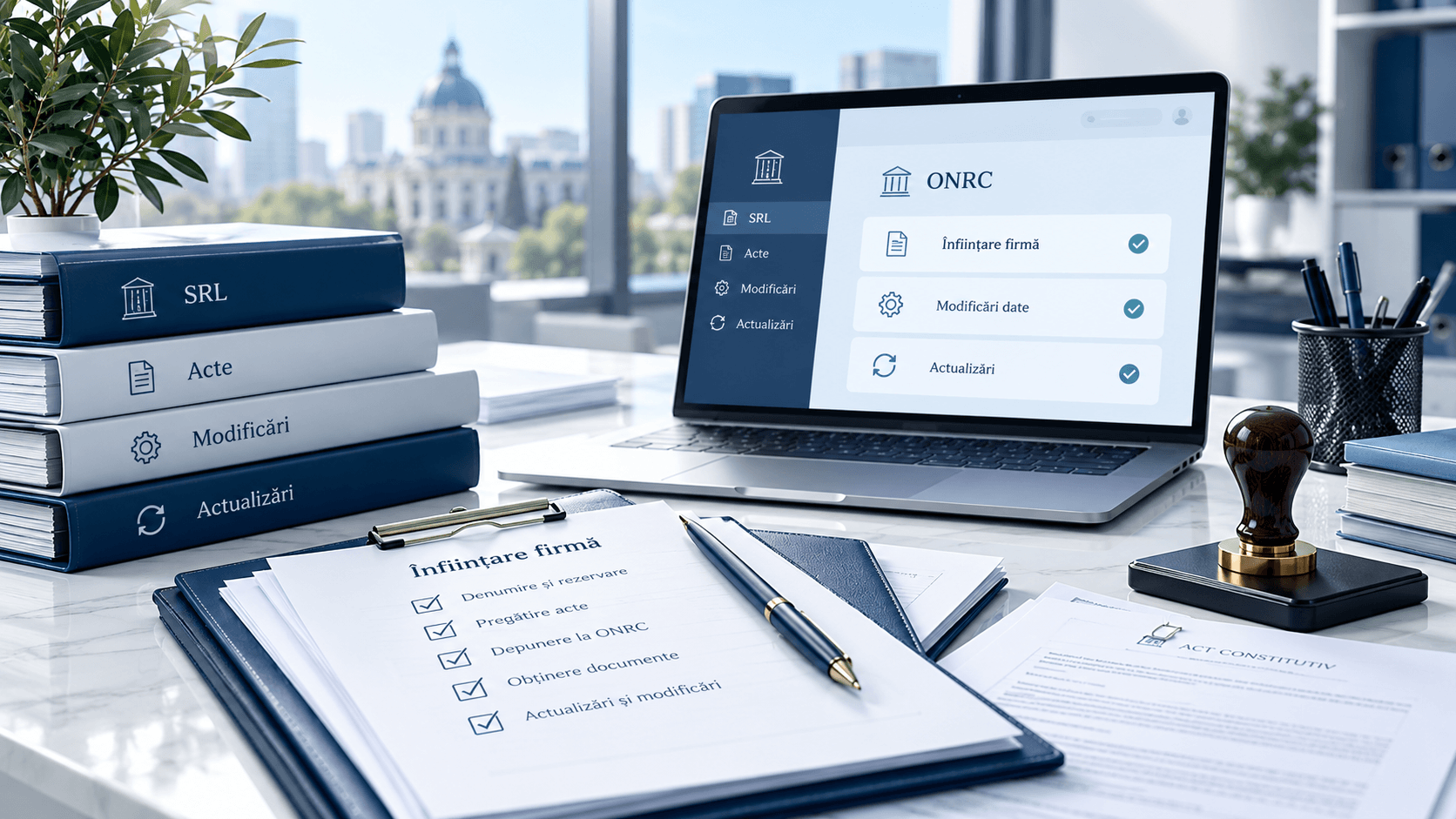 Servicii conexe pentru firme, înființare și actualizări la Registrul Comerțului